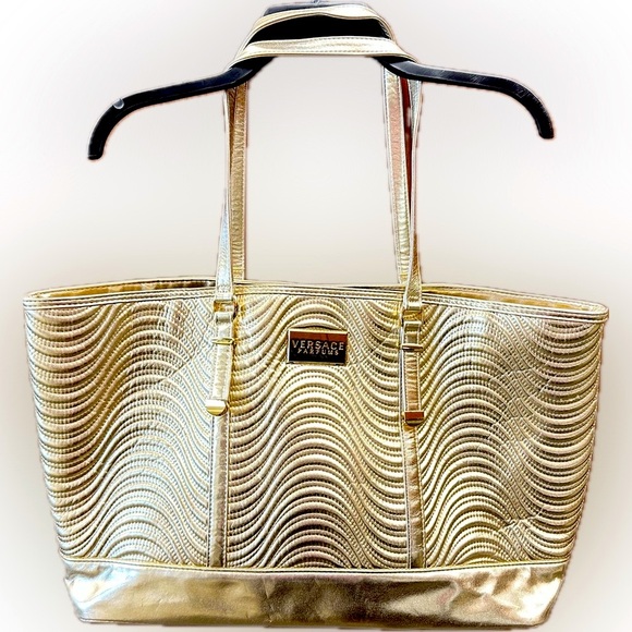 Versace Parfums Handbags - Versace Gold Wave Pattern Tote Bag